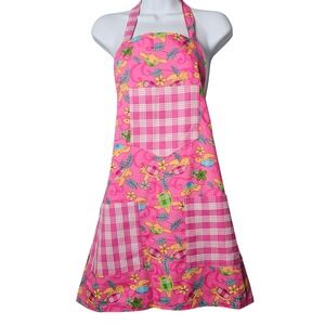 Handmade Pink Reversible Turtle Plaid Apron Made in Hawaii  Mona's Creations